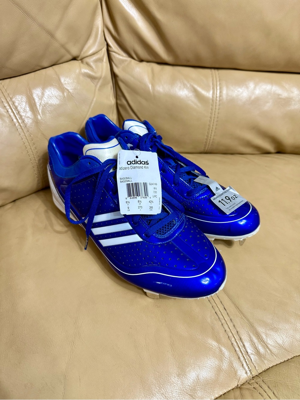 Adidas Adizero Diamond King Metal Baseball Cleats Men's 9 Blue NWT G24749